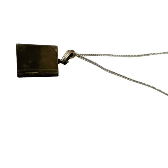 Vintage Silver Locket Book Pendant Necklace Floral Design Jewelry - Picture 4 of 10